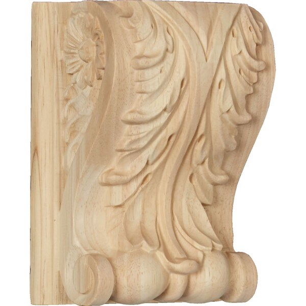 Ekena Millwork 5"W x 3"D x 6 1/2"H Large Acanthus Block w/ Backplate Wood Corbel, Rubberwood CORW05X03X07ABRW - main